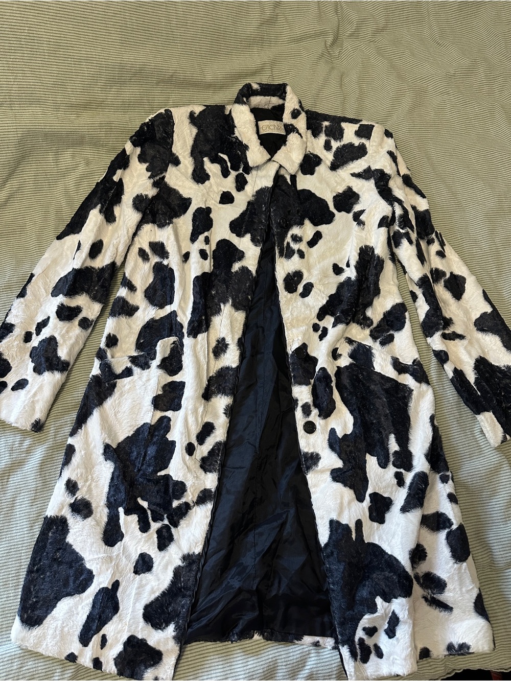 CACHE Faux Fur Cow-Print Coat - Black & White Women’s Jacket